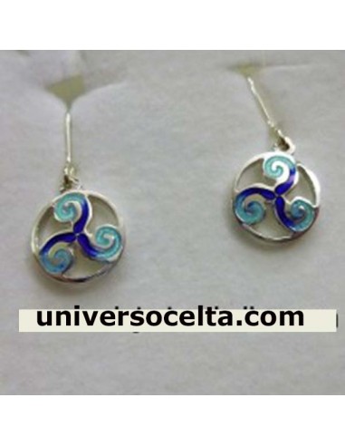 Pendientes Triskel Celta Esmaltado Azul