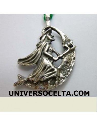 Colgante con Bruja y Luna de plata 100-0010