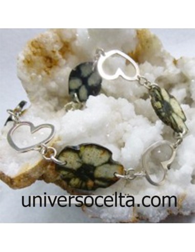 pulsera quiastolita y corazones QPU14