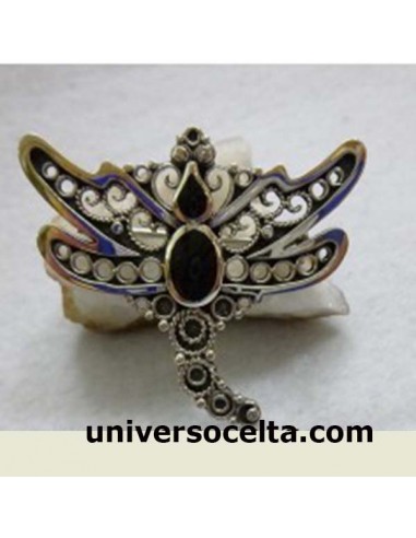 Libélula en forma de Broche con Azabache