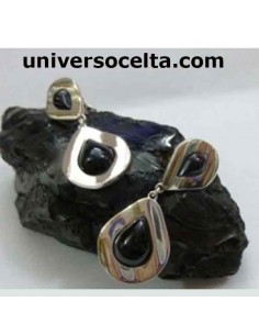 Pendiente de dos alturas de Azabache y Plata T199266