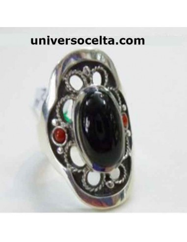 Sortija Glamour de Azabache y plata A-72