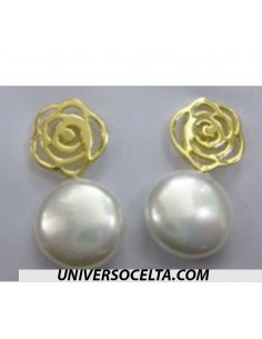 Pendientes con Flor y Perla 5639A