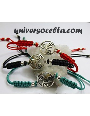 Pulsera macramé con triskel de plata 156-0017