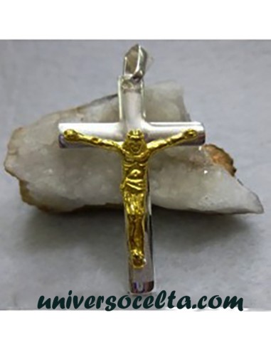 Crucifijo de plata con chapado CNI111