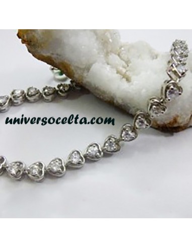 Pulsera de Plata y Corazones de Circonita