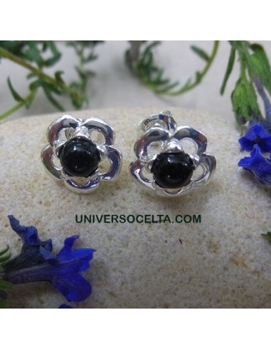 Pendiente Mini con Flor de Azabache FL2