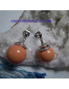 Pendientes con Pedrería y bola salmón 47LOUG