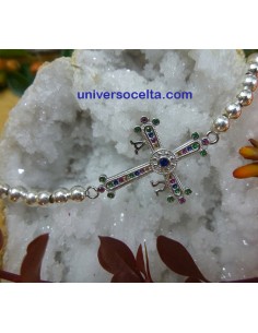 Pulsera elástica de bolas con cruz de Asturias BLCR