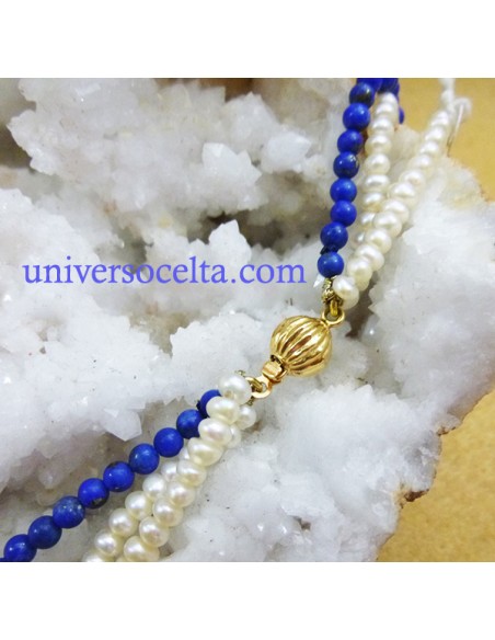 Lapislázuli Collar de Perla, y Oro LPC3