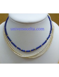 Lapislázuli Collar de Perla, y Oro LPC3 2