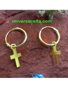 Pendientes de Arete con Cruz chapada 351-0106
