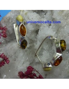 P3A Pendientes de plata con Ámbar multicolor