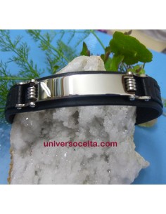 PCN Pulsera negra con acero