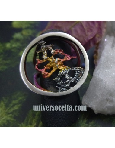 Sortija Seda Plata Pigm Oro brillo Burdeos 113325-D10