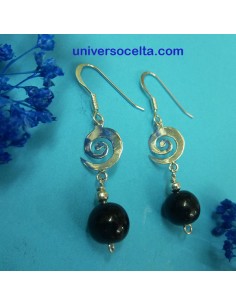 Pendientes celtas con espiral y azabache EPA