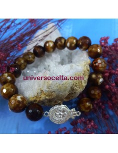 Pulsera con Medalla reversible y ágatas craquée PCKA 2