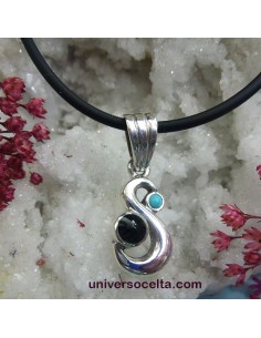TYA Pulsera de plata con Turquesa y Azabache 2