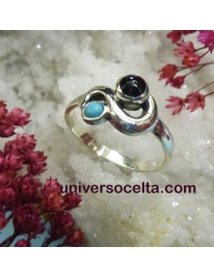 Anillo Moderno con Azabache y turquesa AC3