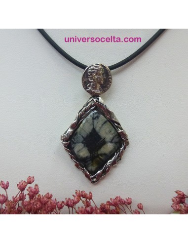 Colgante de plata con moneda y Quiastolita RBC