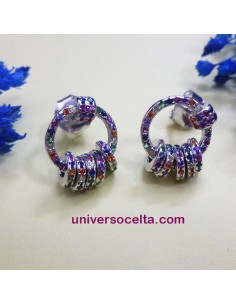 Pendientes con aretes de pedrería multicolor 621-0655