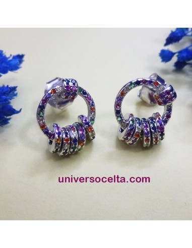 Pendientes con aretes de pedrería multicolor 621-0655