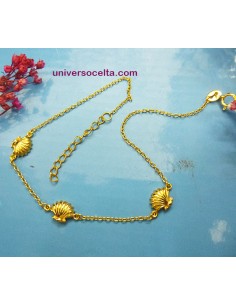 Tobillera de plata chapada con conchas 363-41