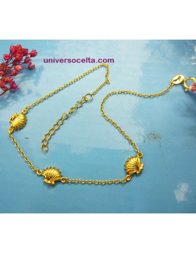 Tobillera de plata chapada con conchas 363-41
