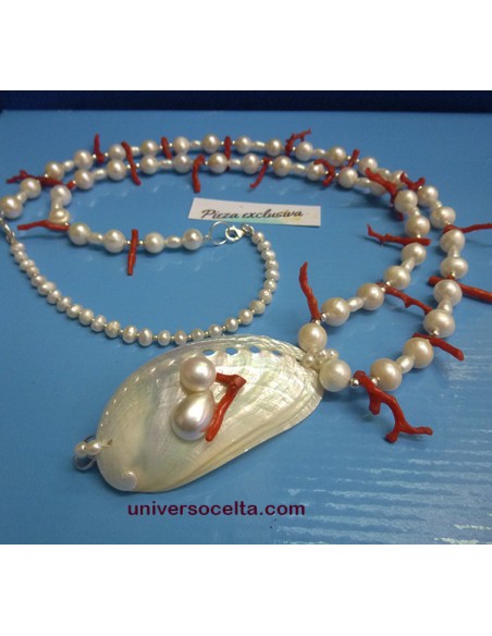 Coral de Cerdeña Collar de Diseño con perlas CRC
