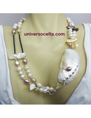 Collar versátil artesano con Madreperlas y concha JDM