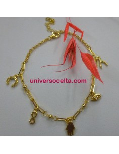 Pulsera de plata juvenil con amuletos 001